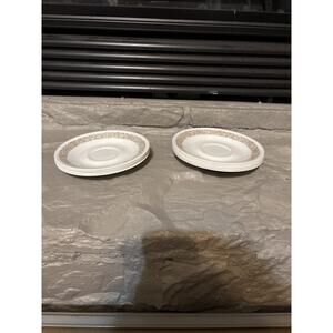 Lot Of 9 Corelle Plates Brown Woodland 9 Saucers VTG